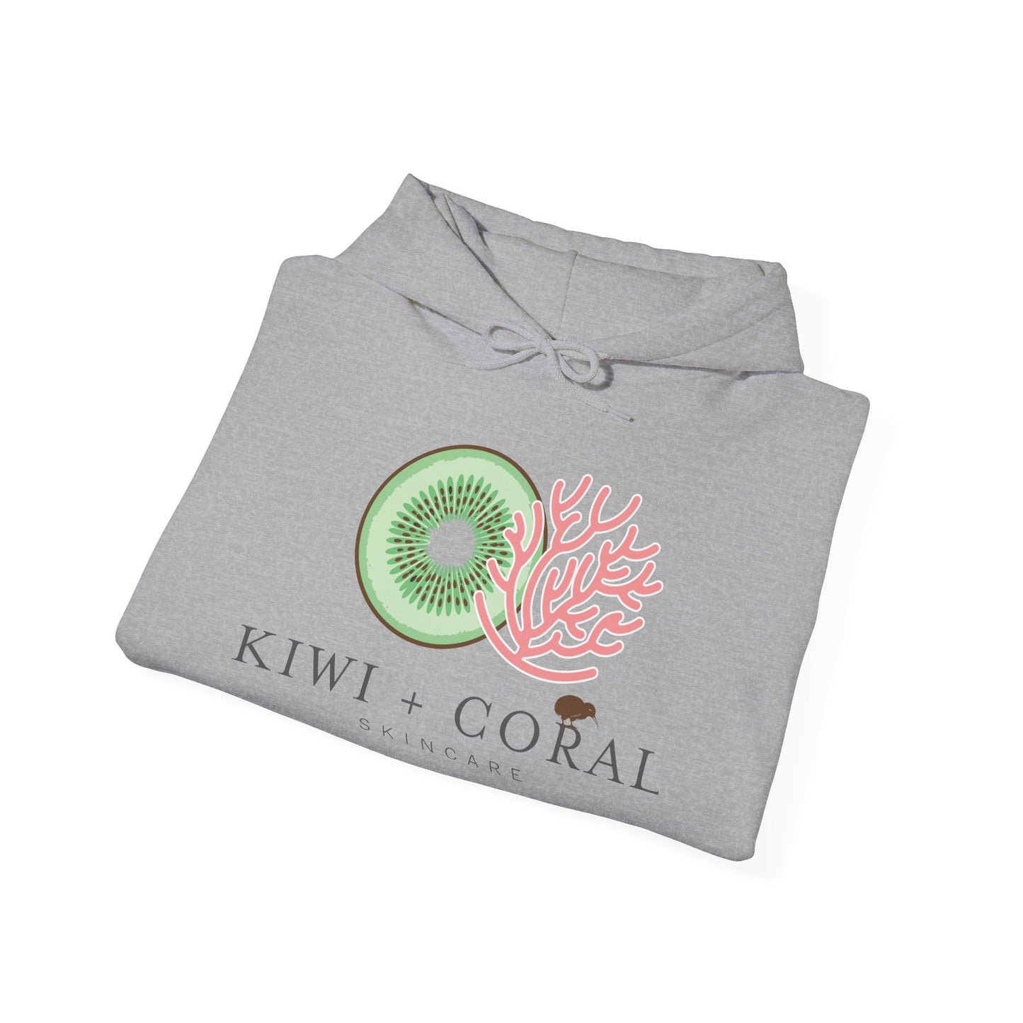 Close-up of double-lined hood with matching drawcord on heavy blend hoodie