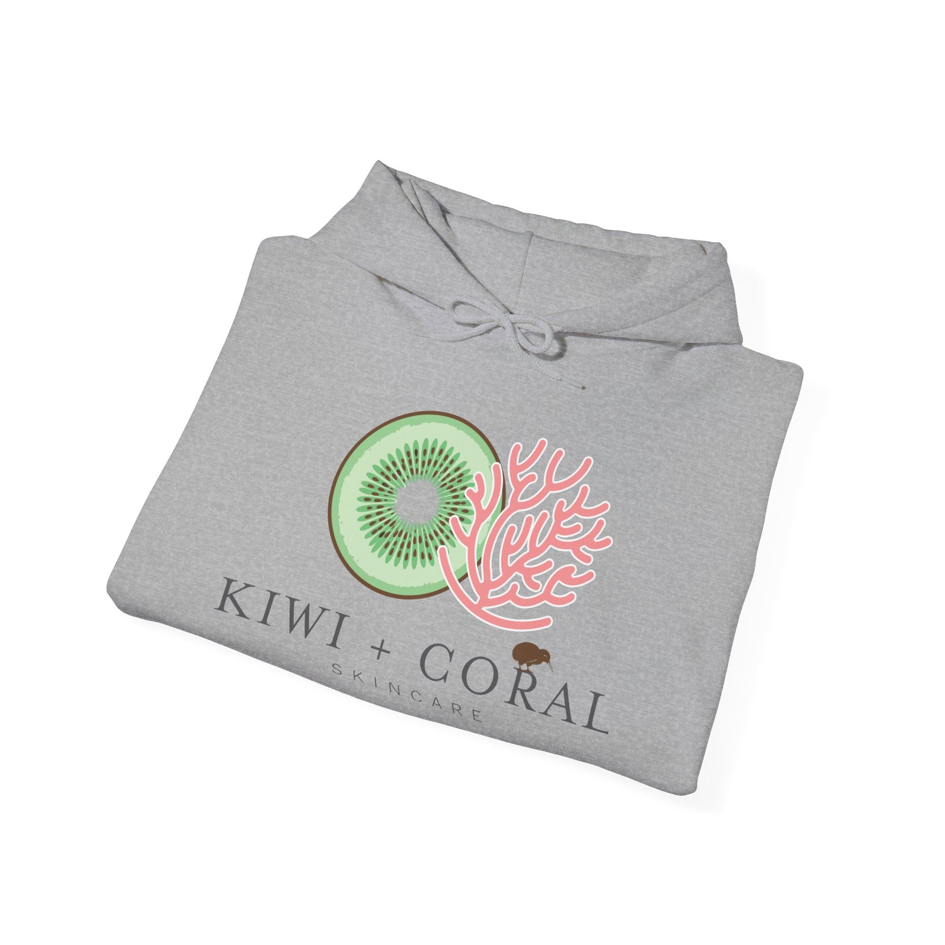 Close-up of double-lined hood with matching drawcord on heavy blend hoodie