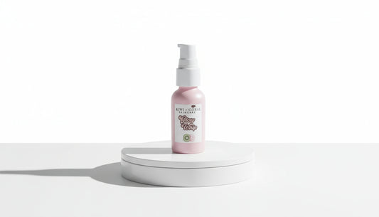 Kiwi and Coral Glow Whip Moisturizer bottle displayed on a platform with text reading “Balanced Hydration for Clear, Confident Skin.” Highlights: lightweight, hydrating face cream with hyaluronic acid, oat protein, and squalane designed to nourish, balance, and soften teen and adult skin for a healthy, natural glow